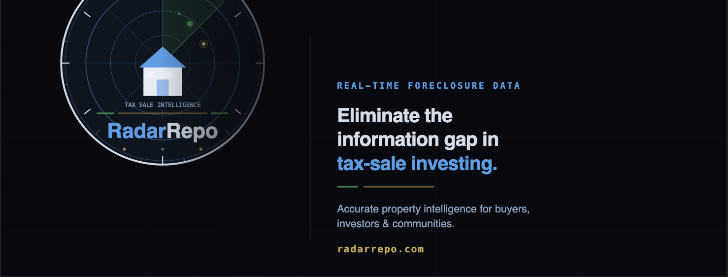 RadarRepo — Eliminate the information gap in tax-sale investing